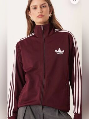 Adidas Firebird track jacket, maroon, sz s